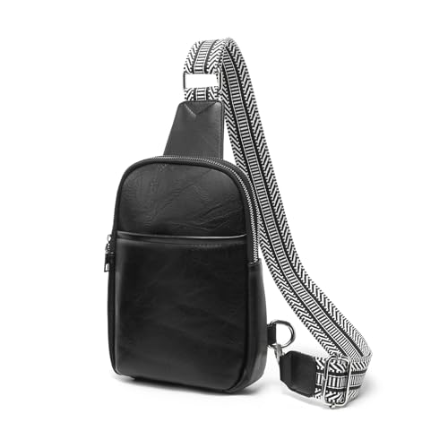 Miss Lulu Bauchtasche Damen, Umhängetasche Damen, Crossbody Bag Damen, Klein Umhängetasche Damen (Schwarz) von Miss Lulu