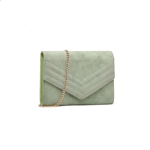 Miss Lulu Clutch Damen Abendtasche Crossbody Taschen Umschlag Elegant Hochzeit Mode Leder Synthetik und Suede klein Grün von Miss Lulu