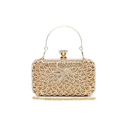 Miss Lulu Clutch Taschen für Frauen Hartschalen Clutches Beading Dinner Taschen Damen Pures Abendhandtaschen mit abnehmbarer Kette (Gold) von Miss Lulu