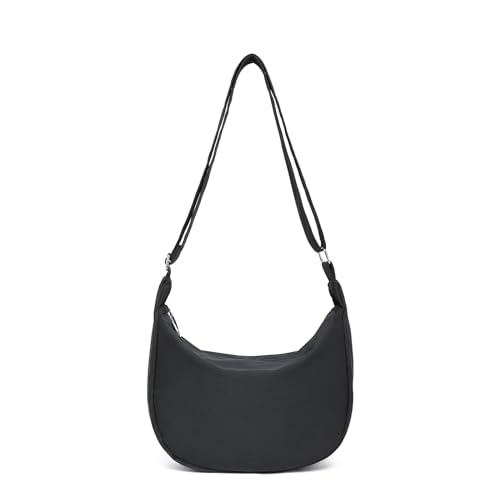 Miss Lulu Cross Body Bag Umhängetasche Damen Wasserdichte Halbmond Tasche Dumpling Bag mit verstellbarem Riemen für Damen Mädchen Freizeit Alltagmode (Schwarz) von Miss Lulu