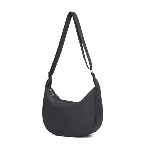 Miss Lulu Handtasche Damen klein Umhängetasche damen Crossbody Bag Damen Tasche zum umhängen mit verstellbarer Schultergurt für Reisen und Alltag Mode Schwarz von Miss Lulu