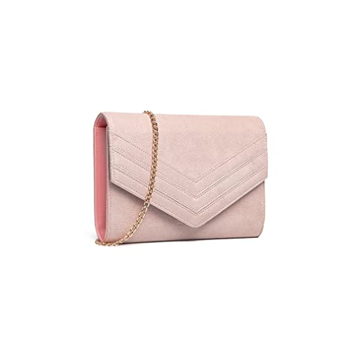 Miss Lulu Damen Clutch Elegant Umschlag Clutch Abendtasche Brauttasche Umschlag Clutch Tasche Handtasche mit Kette für Hochzeit Party Prom (Rosa) von Miss Lulu