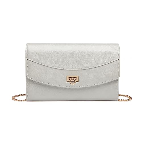 Miss Lulu Damen Clutch Party Hochzeit Abendtasche mit Goldener Kettentasche PU Leder Tasche Clutch von Miss Lulu