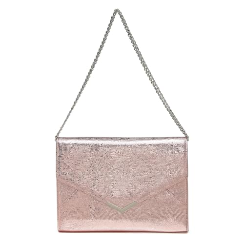 Miss Lulu Damen Clutches Abendtasche mit Kette Besonderer Glitzer Umschlag Kupplung Hochzeit Brautparty Glitzer Elegante Damen-Schultertasche Handtasche Rosa von Miss Lulu