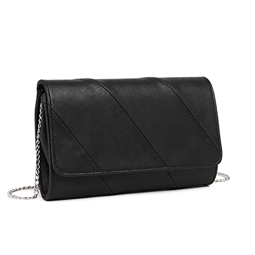 Miss Lulu Damen Clutches Tasche Schulter Crossbody Abendtasche Handtasche Große Kapazität Tasche Geeignet für Party Hochzeit Bankett Abschlussball, Schwarz, medium von Miss Lulu