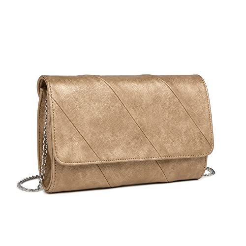 Miss Lulu Damen Clutches Tasche Schulter Crossbody Abendtasche Große Kapazität Tasche Geeignet für Party Hochzeit Bankett Abschlussball, Gold, medium von Miss Lulu