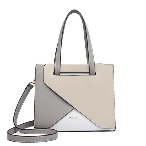 Miss Lulu Damen Handtasche Henkeltasche PU Leder Schultertasche mit verstellbarem Riemen, Tragegriff oben, für Alltags Mode Arbeit Mittelgroß von Miss Lulu