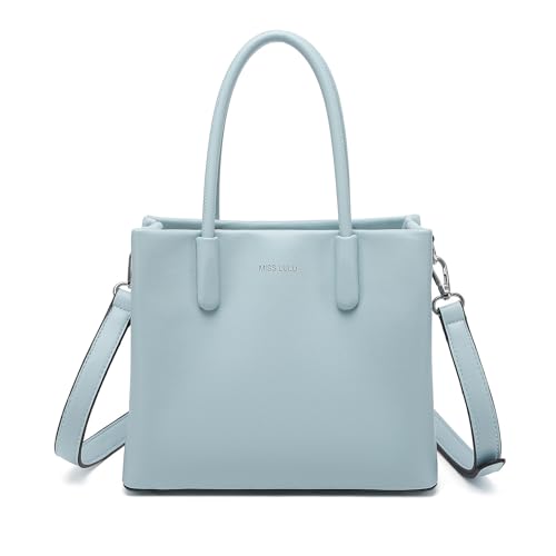 Miss Lulu Damen Handtasche Henkeltaschen, Mode PU-Leder Schultertasche, mittelgroß Top-Griff Tragetaschen für Frauen, Umhängetaschen Tote Beutel für Arbeit Schule Reise (Blau) von Miss Lulu