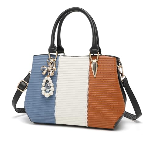 Miss Lulu Damen Tasche Damen Henkeltasche Mittelgroß Handtasche Farbblock Schultertaschen von Miss Lulu