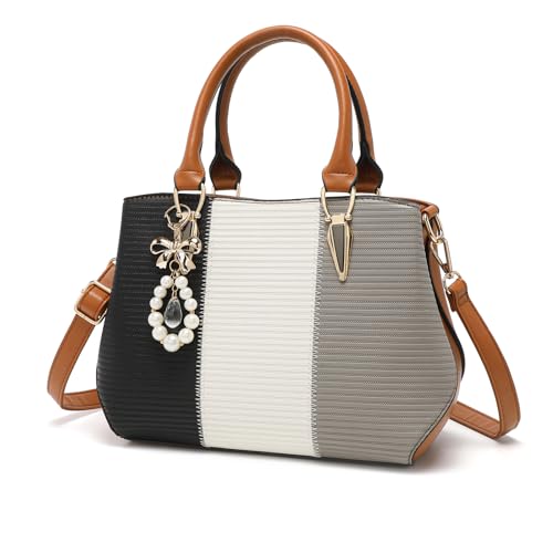 Miss Lulu Damen Tasche Damen Henkeltasche Mittelgroß Handtasche Farbblock Schultertaschen von Miss Lulu