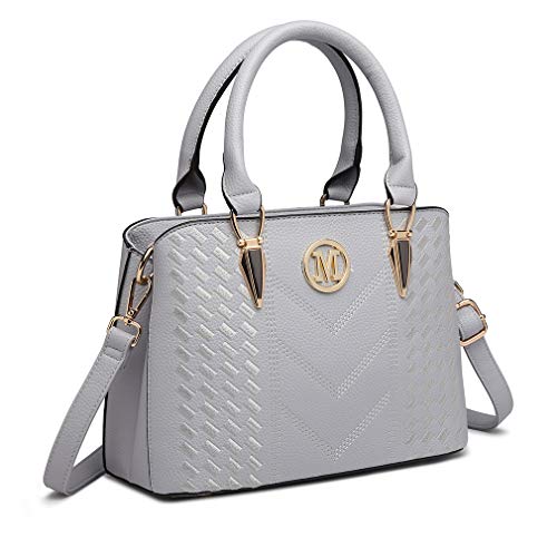 Miss Lulu Handtasche Damen Mittelgroß Henkeltasche Elegante Schultertasche Tasche für Damen mit Lychee Muster damenhandtasche aus PU Leder mit Abnehmbarer Schultergurt von Miss Lulu