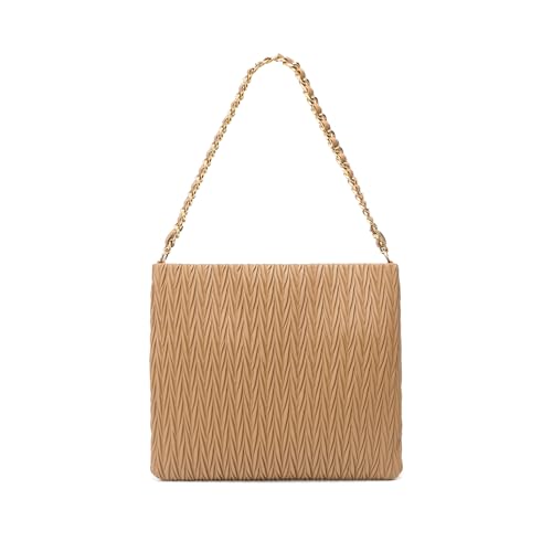 Miss Lulu Damen Handtasche schultertasche, Mode PU Leder Henkeltaschen, groß leicht shopper Achsel tasche, Reißverschluss Umhängetasche fur Frauen Schule Arbeit (Kamel) von Miss Lulu