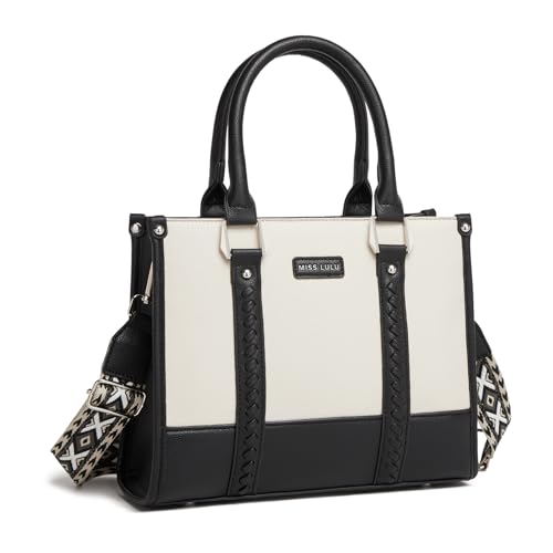 Miss Lulu Damen Handtaschen Mittelgroß mit breitem Schulterriemen Top Handle Taschen Crossbody Bag für Arbeit Reisen von Miss Lulu