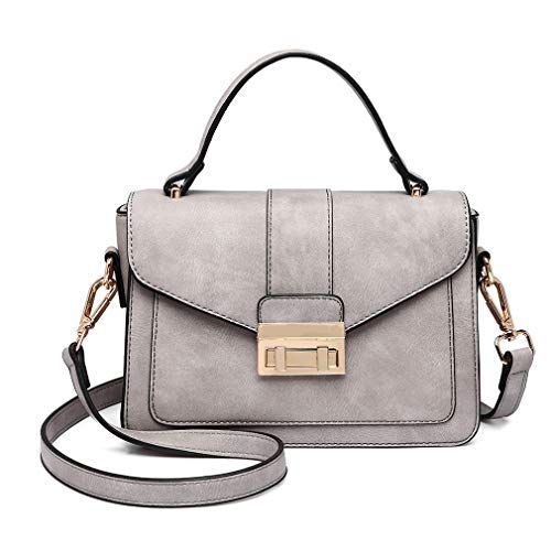 Miss Lulu Handtasche Klein Henkeltasche Damen Elegante Schultertasche Suede Kunstlerder Shopper (Grau-1) von Miss Lulu