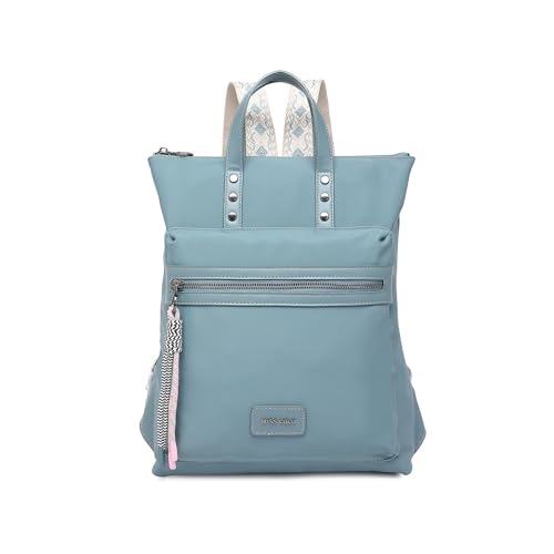 Miss Lulu Damen Rucksack Modisch Reiserucksack Leicht PU Schultertasche Frauen Wasserdicht Freizeit Daypack mit Boho-Chic Trägern (Blau) von Miss Lulu