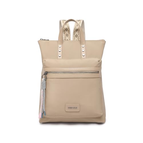 Miss Lulu Damen Rucksack Modisch Reiserucksack Leicht PU Schultertasche Frauen Wasserdicht Freizeit Daypack mit Boho-Chic Trägern (Khaki) von Miss Lulu