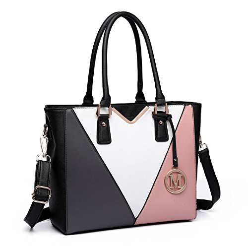 Miss Lulu Damen Shopper Handtasche V-förmige Umhängetasche Elegante Damen Handtasche - mit Krokodilmuster aus PU Leder mit abnehmbarem Schultergurt mittlere Größe (Nude) von Miss Lulu