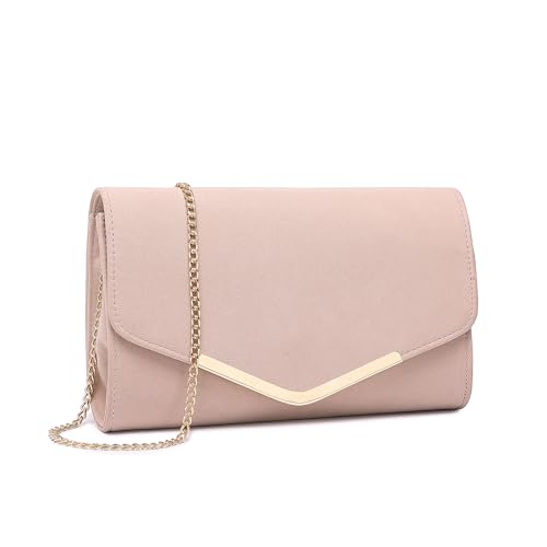 Miss Lulu Damen Umschlag Rosa Clutch Elegant Abendtasche Brauttasche Umschlag Clutch Tasche Handtasche mit Kette für Hochzeit Party Prom von Miss Lulu