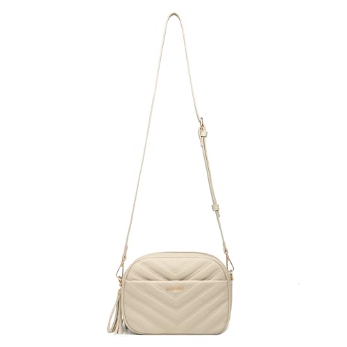 Miss Lulu Umhängetasche Damen, Crossbody Bag Damen, Tasche damen, Handtasche damen umhängetasche, Quaste Dekoration Handtasche Damen Klein,Goldene Hardware von Miss Lulu