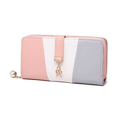 Miss Lulu Große Damen-Geldbörse, Elegante Damengeldbörse, Damengeldbörse aus Kunstleder mit weißem Druck, kleine Damengeldbörse von Miss Lulu