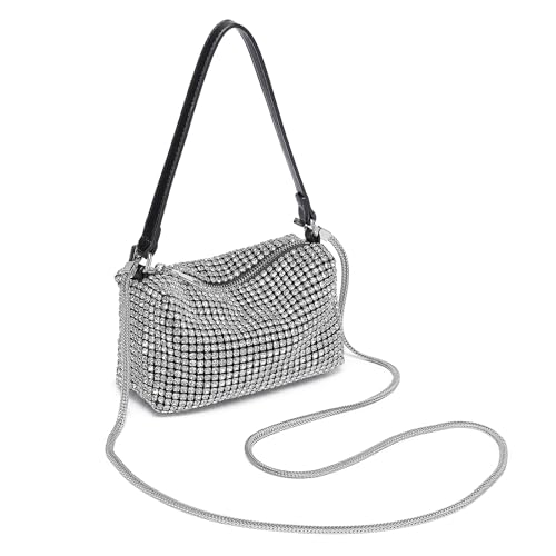 Miss Lulu Glitzer Clutch Damen Kristall Diamant Clutch Handtasche Glanz Abendtasche Umhängetasche mit Abnehmbarer Kette für Hochzeit Abend Party Freizeit Date klein Miss Lulu Glitzer Clutch Damen Kristall Diamant Clutch Handtasche Glanz Abendtasche Umhängetasche mit Abnehmbarer Kette für Hochzeit Abend Party Freizeit Date klein von Miss Lulu