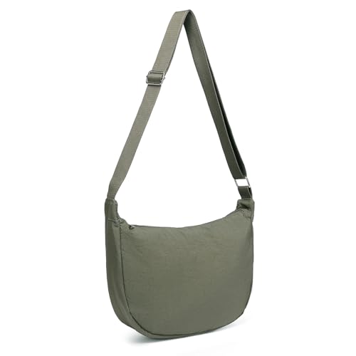 Miss Lulu Damen Halbmond Crossbody Schultertasche, Wasserdichte Nylon Umhängetasche mit Verstellbarem Gurt, Hobo Schultertasche für Freizeit & Reisen, Tragbare Halbmond-Tasche Umhängetasche von Miss Lulu