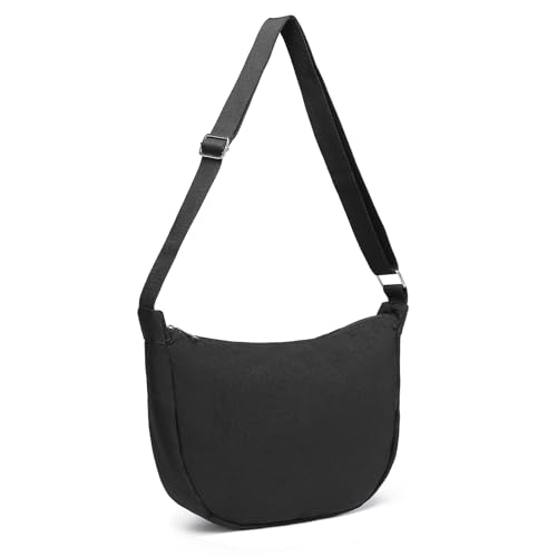 Miss Lulu Damen Halbmond Crossbody Schultertasche, Wasserdichte Nylon Umhängetasche mit Verstellbarem Gurt, Hobo Schultertasche für Freizeit & Reisen, Tragbare Halbmond-Tasche Umhängetasche von Miss Lulu