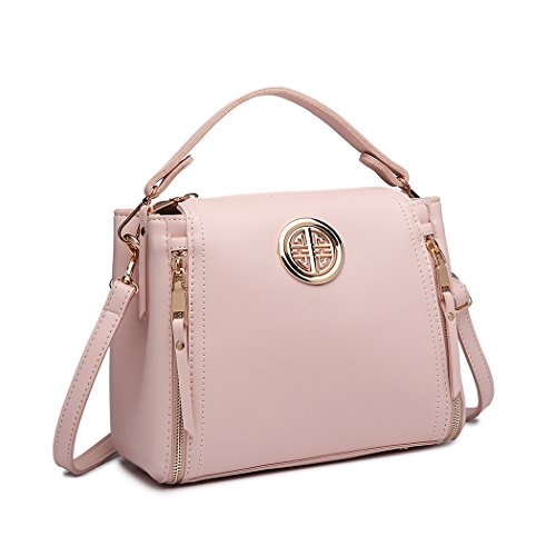 Miss Lulu Handtasche Damen Schultertasche Henkeltasche Pu Leder Elegant Umhängetasche Mittlere Top Griff Tasche (Pink) von Miss Lulu