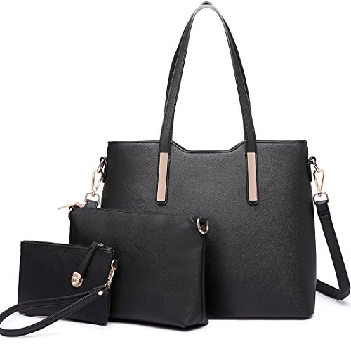 Miss Lulu Handtasche Damen Set Schultertaschen Set Shopper Kleine Umhängetasche Geldbeutel Tote Bag für Büro Schule Einkauf von Miss Lulu