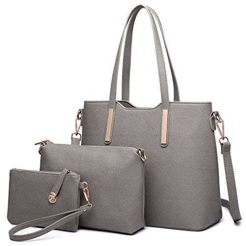Miss Lulu Handtasche Damen Set Schultertaschen Set Shopper Kleine Umhängetasche Geldbeutel Tote Bag für Büro Schule Einkauf von Miss Lulu