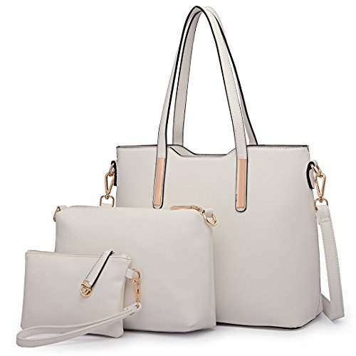 Miss Lulu Handtasche Damen Set Schultertaschen Set Shopper Kleine Umhängetasche Geldbeutel Tote Bag für Büro Schule Einkauf von Miss Lulu