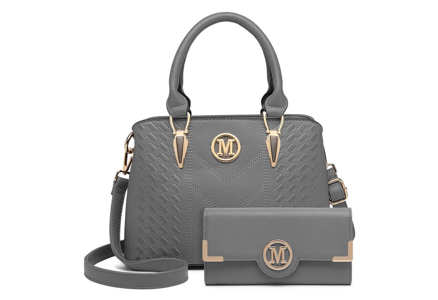 Miss Lulu Handtasche Mittelgroße Damen Henkeltasche, Lychee Muster, Strickprozess, Elegant (2-tlg) von Miss Lulu