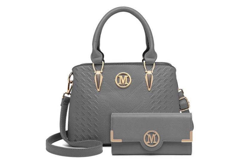 Miss Lulu Handtasche Mittelgroße Damen Henkeltasche, Lychee Muster, Strickprozess, Elegant (2-tlg) von Miss Lulu