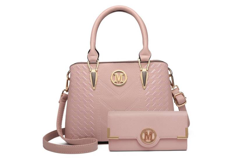 Miss Lulu Handtasche Mittelgroße Damen Henkeltasche, Lychee Muster, Strickprozess, Elegant (2-tlg) von Miss Lulu