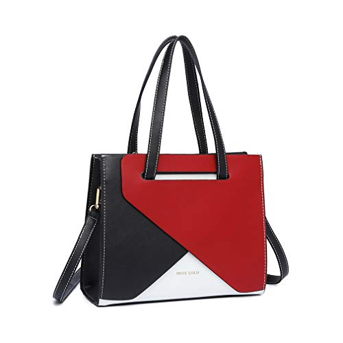 Miss Lulu Schultertaschen für Damen Tasche damen Handtasche für Frauen Mode Umhängetasche Prägnante Farbstiche Schultertasche Mittlere Größe Rot von Miss Lulu