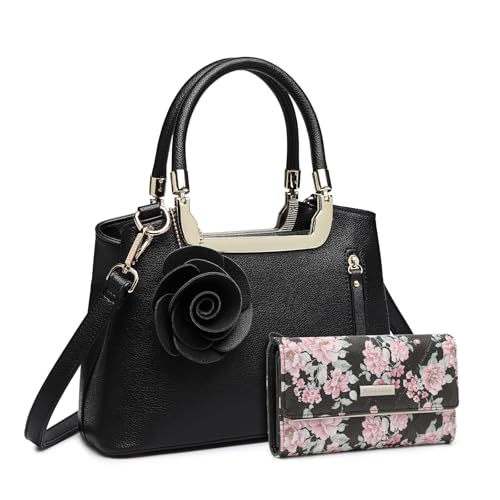 Miss Lulu Handtaschen Damen Henkeltasche mit Geldbörse 2PCS Set für Frauen Schultertaschen Geldbörse Mode PU Leder Crossbody Bag von Miss Lulu