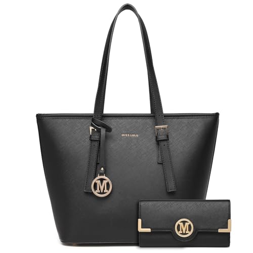 Miss Lulu Handtaschen Damen Shopper Tasche Groß Henkeltasche Tote Bag mit Geldbörse für Schule Arbeit Alltag Geschenk von Miss Lulu