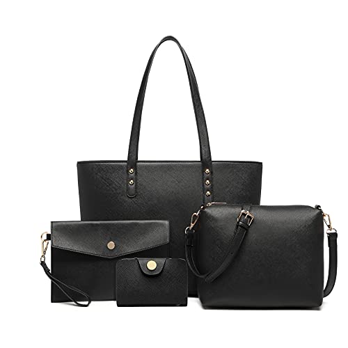 Miss Lulu Handtaschen Damen Schultertasche Damen Umhängetasche Damen Geldbörse Beuteltote Handtasche Damen Gross Henkeltasche Tasche 4 Stück Set von Miss Lulu