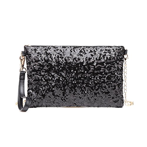 Miss Lulu Clutches Damen Kleine Kettentasche Damen Brieftaschen Umhängetasche Clutches Schultertasche Handtasche Party Pailletten Synthetische von Miss Lulu