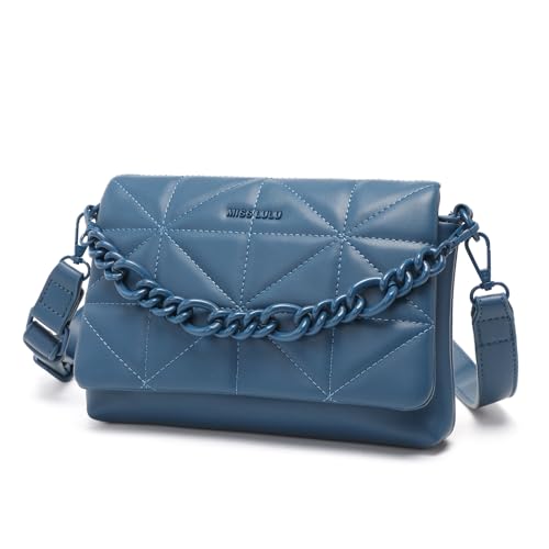 Miss Lulu Kleine Umhängetaschen für Frauen, Weiche Klassische Gesteppte Handtaschen mit Breitem Riemen, PU-Leder Wasserdichte Handy-Schultertasche als Geschenk für Mädchen (Klassisch Blau) von Miss Lulu