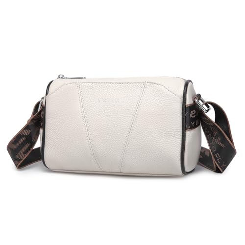 Miss Lulu Leder Umhängetaschen Damen, Damen Schultertaschen, Crossbody Taschen, Damen Umhängetaschen mit einem verstellbaren Breiten Riemen klein Weiß von Miss Lulu