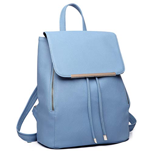 Miss Lulu Rucksack Damen Klein Wasserdicht Rucksack Cityrucksack Backpack Women Modern Backpack Damen PU Leder für Reisen Arbeit Schule (Hellblau) von Miss Lulu