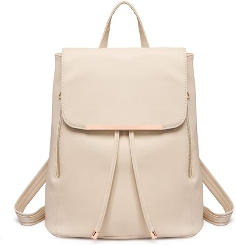 Miss Lulu Rucksack Damen Kunstleder Rucksack Damen Elegant Rolltop Rucksack Damen Tunnelzug-Design Cityrucksack Tasche Schulrucksäcke von Miss Lulu