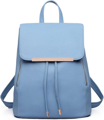 Miss Lulu Rucksack Damen Kunstleder Rucksack Damen Elegant Rolltop Rucksack Damen Tunnelzug-Design Cityrucksack Tasche Schulrucksäcke von Miss Lulu