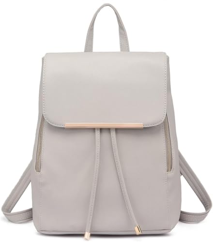 Miss Lulu Rucksack Damen Kunstleder Rucksack Damen Elegant Rolltop Rucksack Damen Tunnelzug-Design Cityrucksack Tasche Schulrucksäcke von Miss Lulu