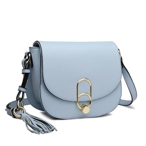 Miss Lulu Schultertasche Damen Umhängetasche Cross Body Bag Modern Mit Reißverschluss Quaste Urlaub Shopping (Blau) von Miss Lulu