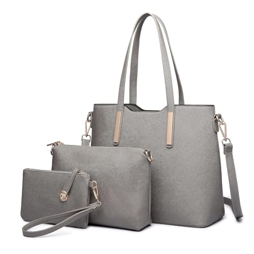 Miss Lulu Handtasche Damen Schultertaschen für Damen Tragetasche Damen Tote Bag Groß Henkeltasche Damen Frauen Schulter Beuteltote Gross Henkeltasche Set 3-teiliges Set von Miss Lulu