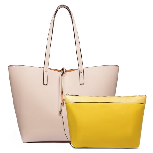 Miss Lulu Schultertaschen für Damen Shopper Damen Groß Tasche Damen Henkeltasche Damen Modische Einkaufstasche PU-Leder Praktisches 2-teiliges Handtaschen-Set von Miss Lulu