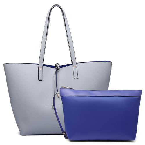 Miss Lulu Schultertaschen für Damen Shopper Damen Groß Tasche Damen Henkeltasche Damen Modische Einkaufstasche PU-Leder Praktisches 2-teiliges Handtaschen-Set von Miss Lulu