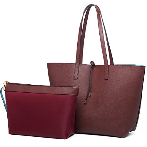 Miss Lulu Schultertaschen für Damen Shopper Damen Groß Tasche Damen Henkeltasche Damen Modische Einkaufstasche PU-Leder Praktisches 2-teiliges Handtaschen-Set von Miss Lulu